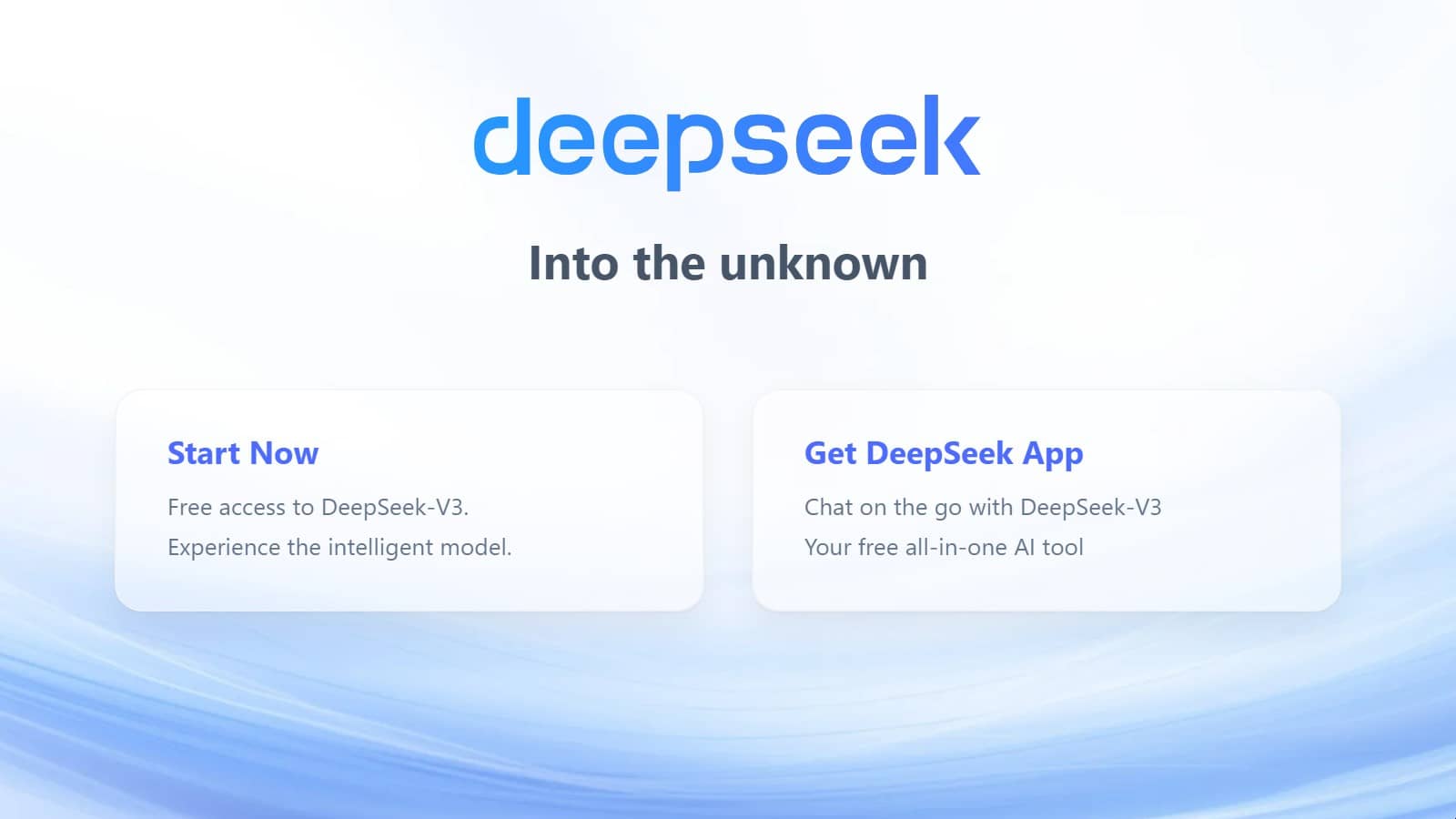 Page d’accueil de DeepSeek depuis un navigateur web