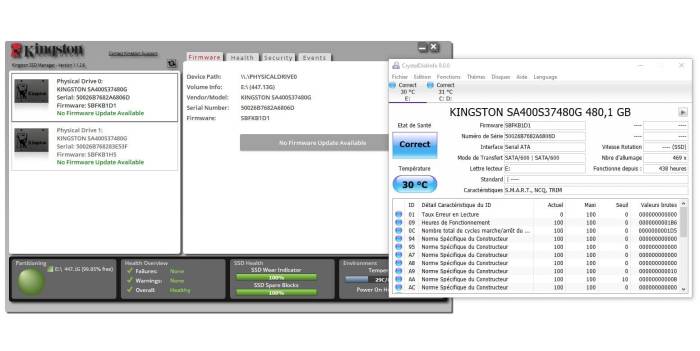 Kingston SSD Manager VS CrystalDiskInfo