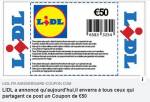 Arnaque coupon 50€ Lidl (capture Facebook)