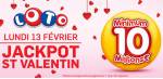 Loto super jackpot de 10 millions d’euros pour la Saint-Valentin