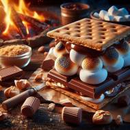 Célébrer les s’mores autour d’un feu de camp à la nuit tombée (Crédit : Alex.I)